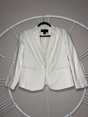 Anne Klein Cream Single-Button Tailored Blazer
